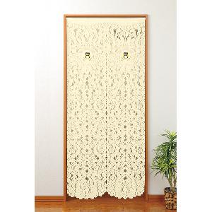 ふくろう刺繍レースのれん