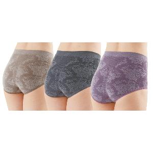 バラ柄ジャガードすっぽりショーツ3色6枚組