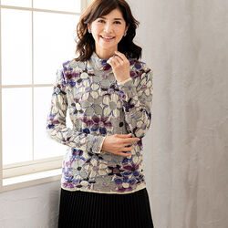 ウール混花柄ジャカードセーター