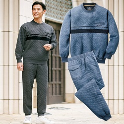 柔らかキルトクルーネックホームスーツ2色組