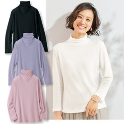 綿シフォンボトルネックプルオーバー