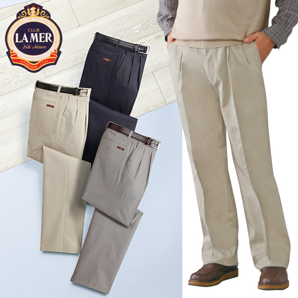 クラブ・ラメール 脇ゴムのびのびチノパンツ3色組