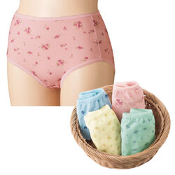 綿100プリント深ばきショーツ4色組