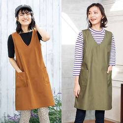 デイリーコットンVネックジャンパースカート