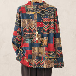 裏起毛プリントメロウ使いプルオーバー