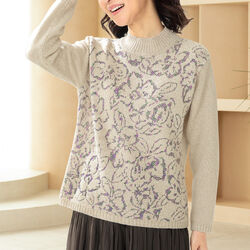 かすり花柄セーター