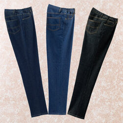 スッキリ暖か裏ベロアデニムパンツ