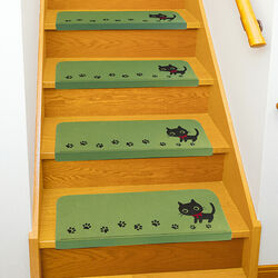 ネコの足あと柄階段マット15枚組