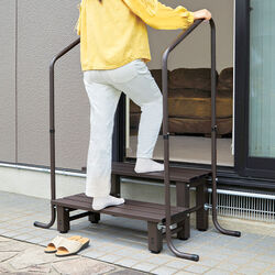 手すり付アルミ2段踏み台