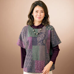 インレイジャカードニットドルマンプルオーバー