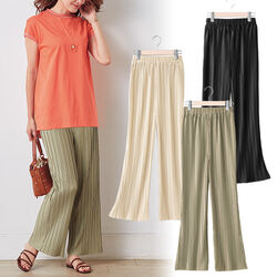 プリーツワイドパンツ3色組