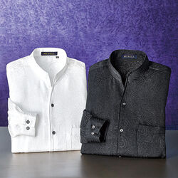 日本製ちりめんジャカード織エレガントシャツ