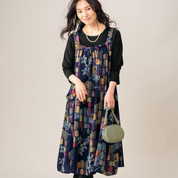 プリントジャンパースカートアンサンブル