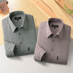 ピエルッチ ウール入千鳥柄シャツ2色組