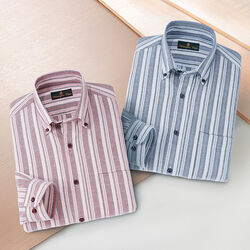 ハンティントン・クラブ ストレッチストライプシャツ2色組