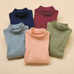 暖か綿混ストレッチプルオーバー