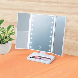 拡大鏡付LED3面ミラー(コーム付)