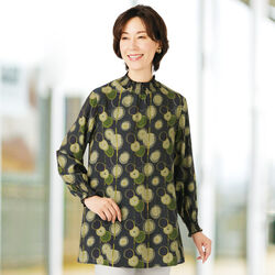 シャーリング切替 サークル柄プルオーバー