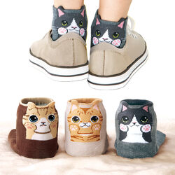 ひょっこり可愛い暖かにゃんこソックス3色組