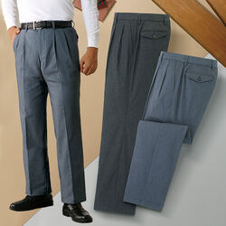 ハンティントンクラブ 裏起毛ストレッチツータックスラックス2色組