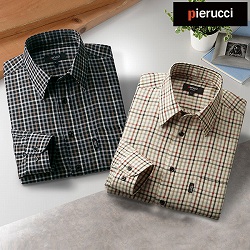 ピエルッチ チェック柄長袖シャツ2色組