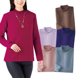 衿透かし編みセーター