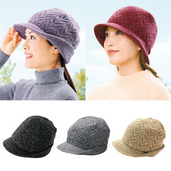 シルクウールニット暖か帽子