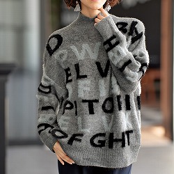 シャギー英字セーター