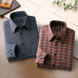 ピエルッチ あったかウール入りシャツ2色組