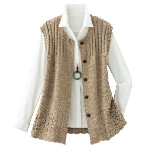 かすり編み地変化ニットベスト