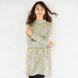 ウール入り花柄チュニック